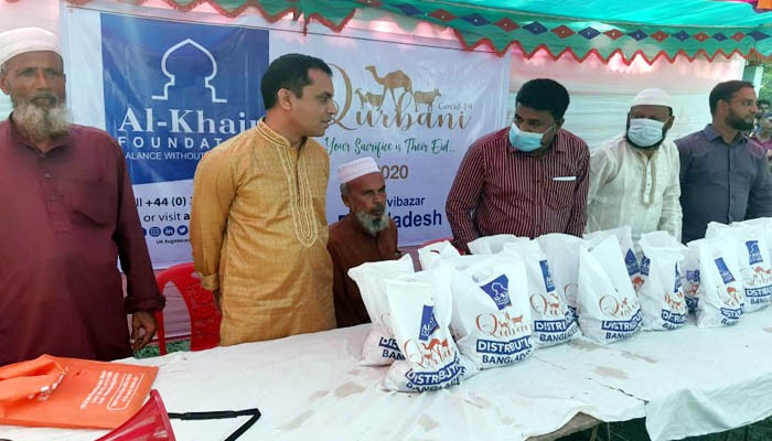 কুলাউড়ায় ৫ শতাধিক পরিবারে আল-খায়ের ফাউন্ডেশনের কোরবানির মাংস বিতরণ